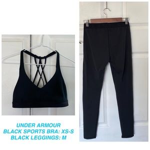 Black Under Amour Sports Bra & Leggings EUC
